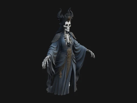Crowned Skeleton Queen Statue Design 6 - 3D Print Model 3D printmodel