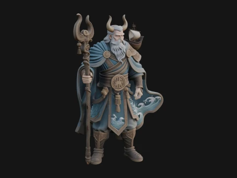Poseidon with Trident Statue Design 18 - 3D Print Model 3D printmodel