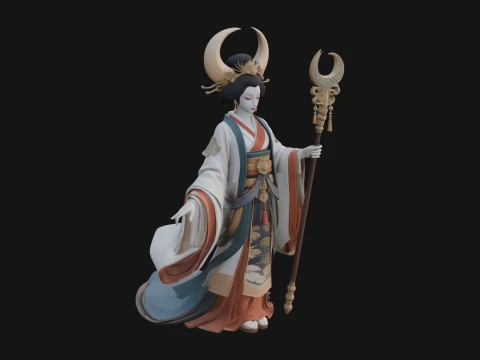 Crescent Crown Priestess Statue Design 2 - 3D Print Model 3D printmodel