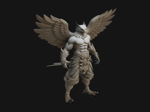 Beastman with Eagle Head Statue Design 3 - 3D Print Model 3D printmodel