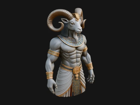 Ram Headed Egyptian God Statue Design 3 - 3D Print Model Modello di stampa 3D