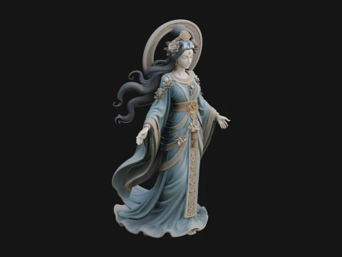 Dancing Celestial Maiden Statue Design 6 - 3D Print Model Modèles 3D en vedette