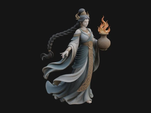 Woman with Water Jar Statue Design 2 - 3D Print Model Model do druku 3D