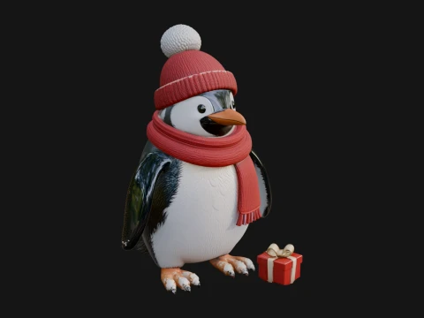 Knit Hat Penguin Statue Design 3 - 3D Print Model 3D Druckmodell
