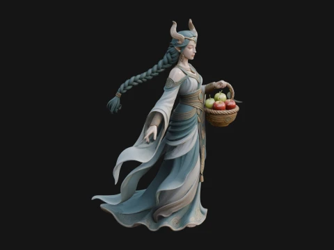 Woman with Fruit Basket Statue Design 1 - 3D Print Model 3D Print Model
