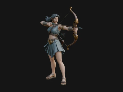 Artemis the Archer Statue Design 6 - 3D Print Model 3D Druckmodell