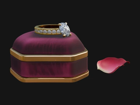 Diamond Ring on Cushion Model Design 4 - 3D Print Model 3D Druckmodell