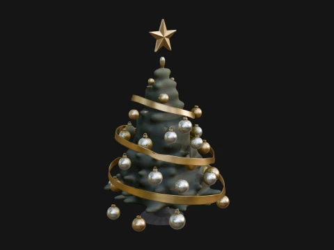 Decorated Christmas Tree Model Design 2 - 3D Print Model 3D Druckmodell