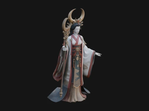 Crescent Crown Priestess Statue Design 3 - 3D Print Model 3D 打印模型