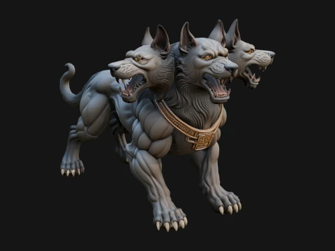 Cerberus Three-Headed Dog Statue Design 8 - 3D Print Model 3D Print Model