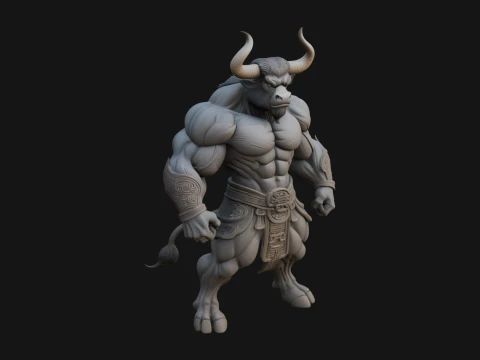 Dise&ntilde;o de estatua de bestia toro minotauro 8 - Modelo de impresi&oacute;n 3D Modelo de impresión 3D