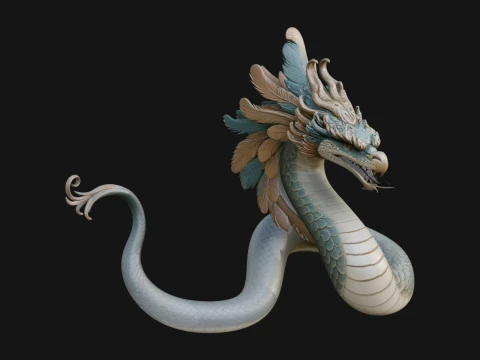 Chinese Dragon Statue Design 14 - 3D Print Model 3Dプリントモデル