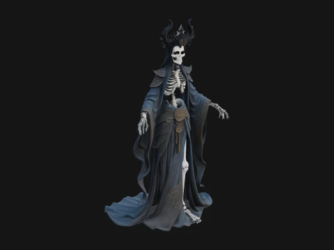 Crowned Skeleton Queen Statue Design 7 - 3D Print Model 3Dプリントモデル