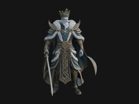 Crowned Knight King Statue Design 8 - 3D Print Model 3D Print Model