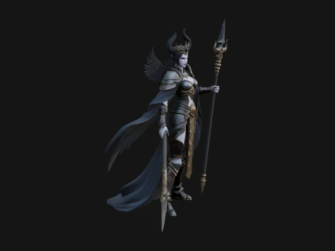 Valkyrie with Spear Statue Design 12 - 3D Print Model Modello di stampa 3D
