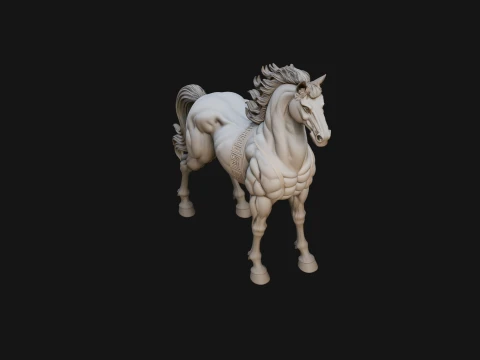 Wild Horse Statue Design 13 - 3D Print Model 3D Baskı Modeli