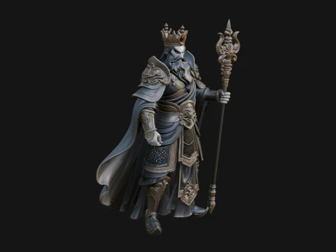 Crowned Knight King Statue Design 9 - 3D Print Model 3D Print Model