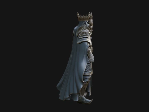 Crowned Knight King Statue Design 9 - 3D Print Model 3D Print Model