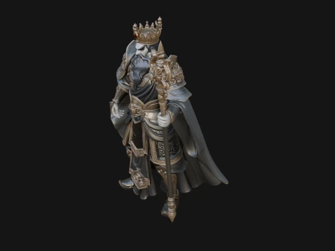 Crowned Knight King Statue Design 9 - 3D Print Model 3D Print Model