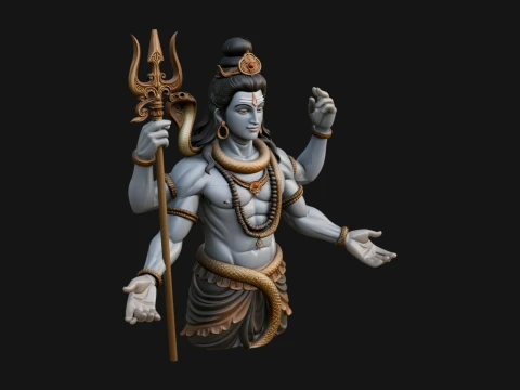 Shiva with Trident Statue Design 12 - 3D Print Model 3D printmodel
