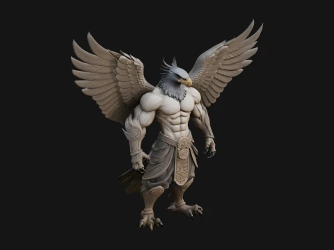 Beastman with Eagle Head Statue Design 6 - 3D Print Model 3D 프린트 모델