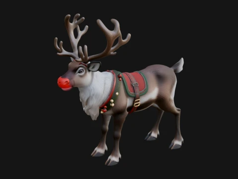 Christmas Reindeer Statue Design 10 - 3D Print Model 3D printmodel