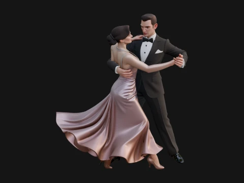 Ballroom Dancing Couple Statue Design 2 - 3D Print Model 3D Print Model