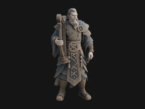 Odin with Spear Statue Design 11 - 3D Print Model Modelo de impresión 3D