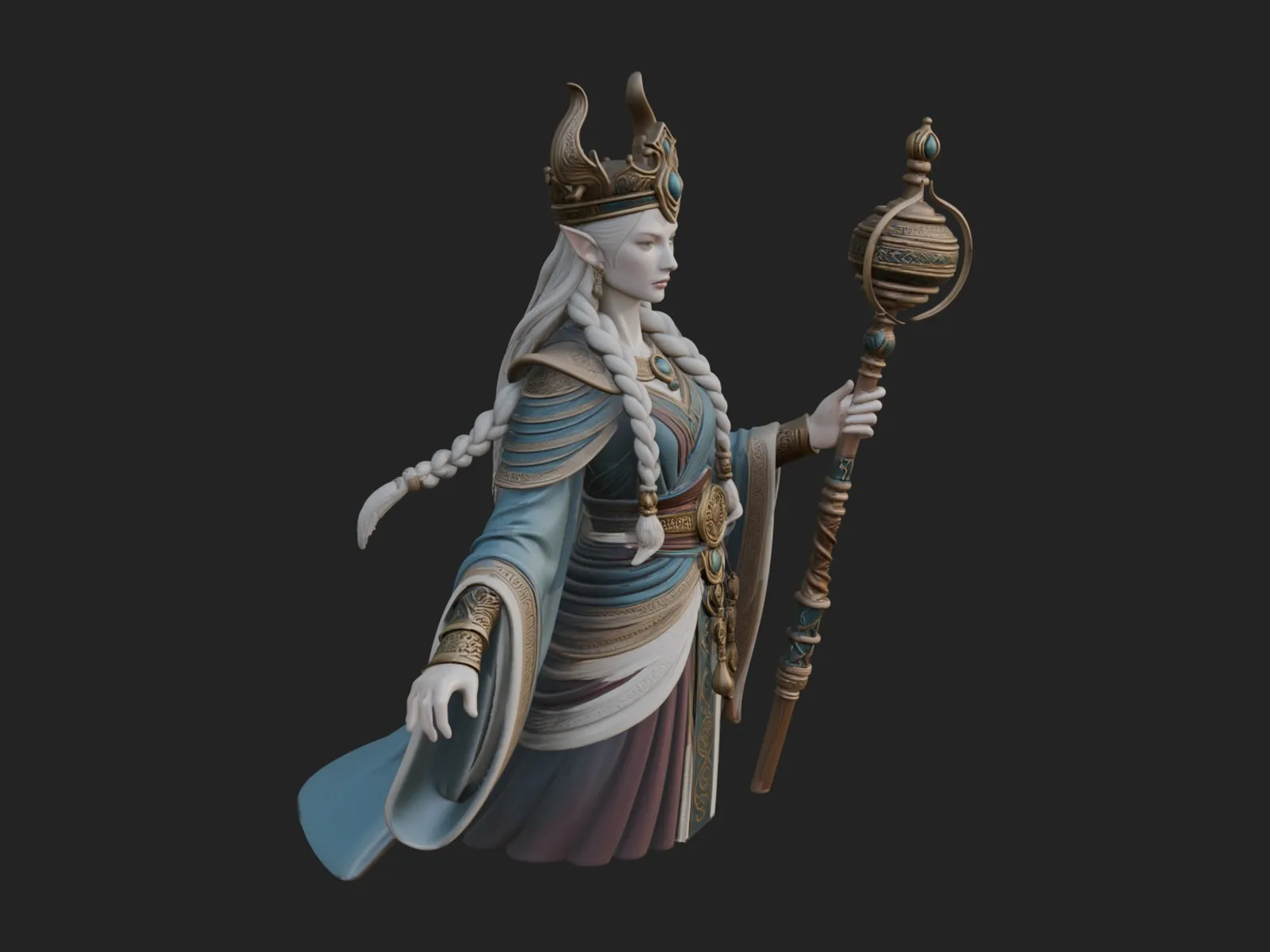 Elven Queen Statue Design 24 - 3D Print Model 3D Print Model .c4d .max .obj .3ds .fbx .stl .blend 
