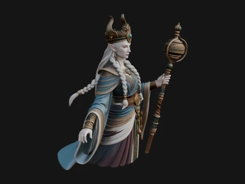 Projeto da est&aacute;tua da rainha &eacute;lfica 24 - modelo de impress&atilde;o 3D Modelo de Impressão 3D