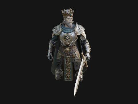 Crowned Knight King Statue Design 10 - 3D Print Model 3D Print Model