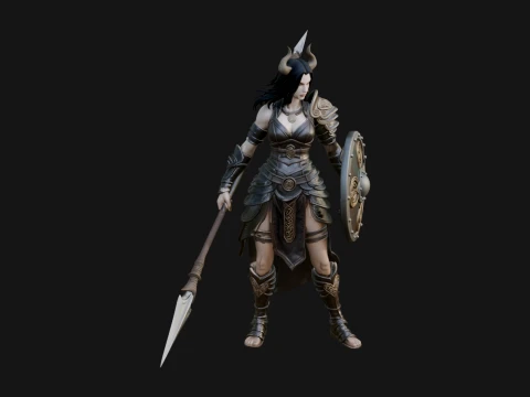 Valkyrie avec lance Statue Design 15 - Mod&egrave;le d'impression 3D Modèles 3D en vedette