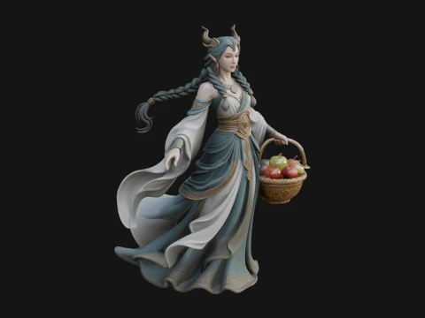 Woman with Fruit Basket Statue Design 2 - 3D Print Model 3D Print Model