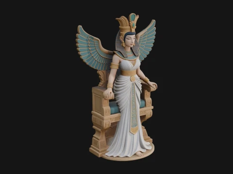 Enthroned Egyptian Goddess Statue Design 5 - 3D Print Model Modello di stampa 3D