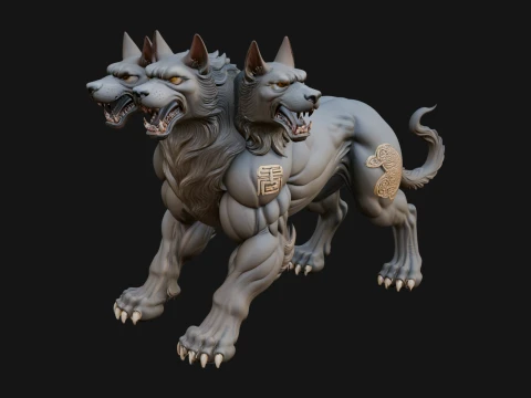 Cerberus Three-Headed Dog Statue Design 9 - 3D Print Model 3D Print Model