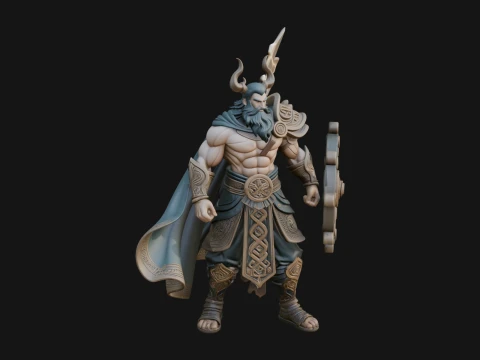 Odin with Spear Statue Design 12 - 3D Print Model 3D Print Model