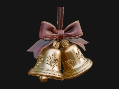 Golden Christmas Bells Ornament Design 3 - 3D Print Model 3D Print Model