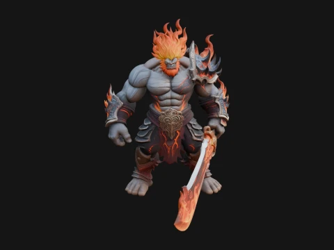 Flame Armored Demon Statue Design 3 - 3D Print Model 3D Print Model