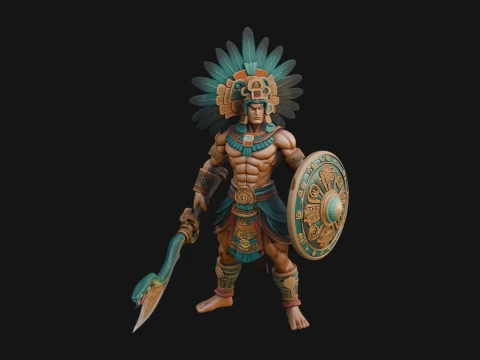 Aztec Feathered Noble Statue Design 9 - 3D Print Model 3D Print Model
