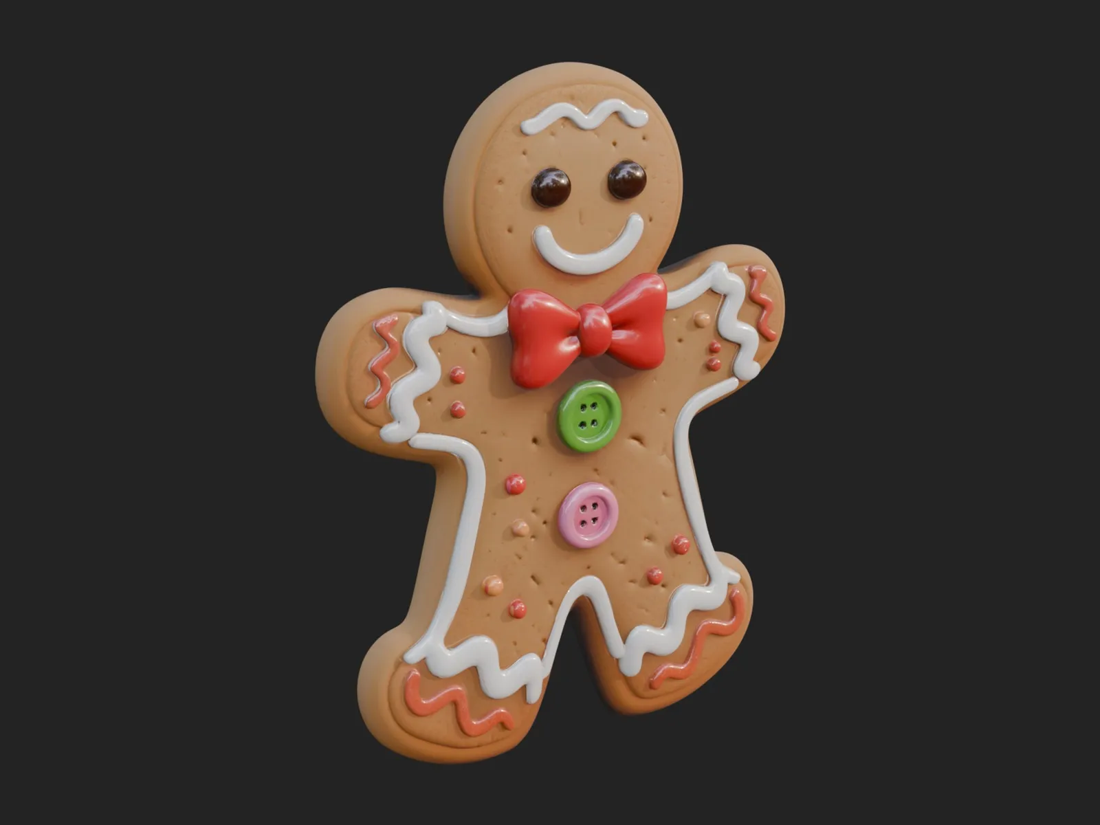 Gingerbread Man Cookie Ornament Design 2 - 3D Print Model 3D Print Model .c4d .max .obj .3ds .fbx .stl .blend 