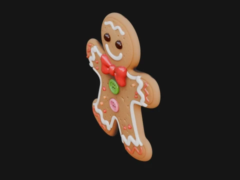 Gingerbread Man Cookie Ornament Design 2 - 3D Print Model 3D Print Model
