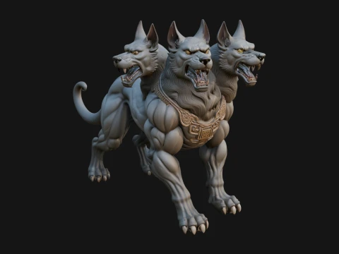 Cerberus Three-Headed Dog Statue Design 10 - 3D Print Model 3D Print Model