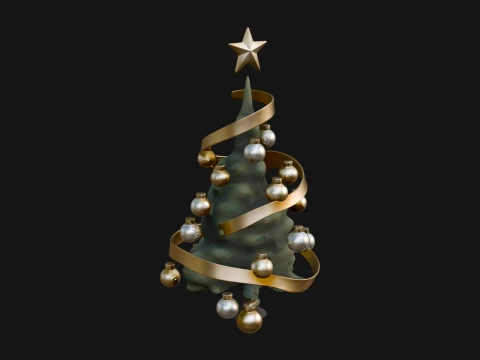 Decorated Christmas Tree Model Design 3 - 3D Print Model 3D Print Model