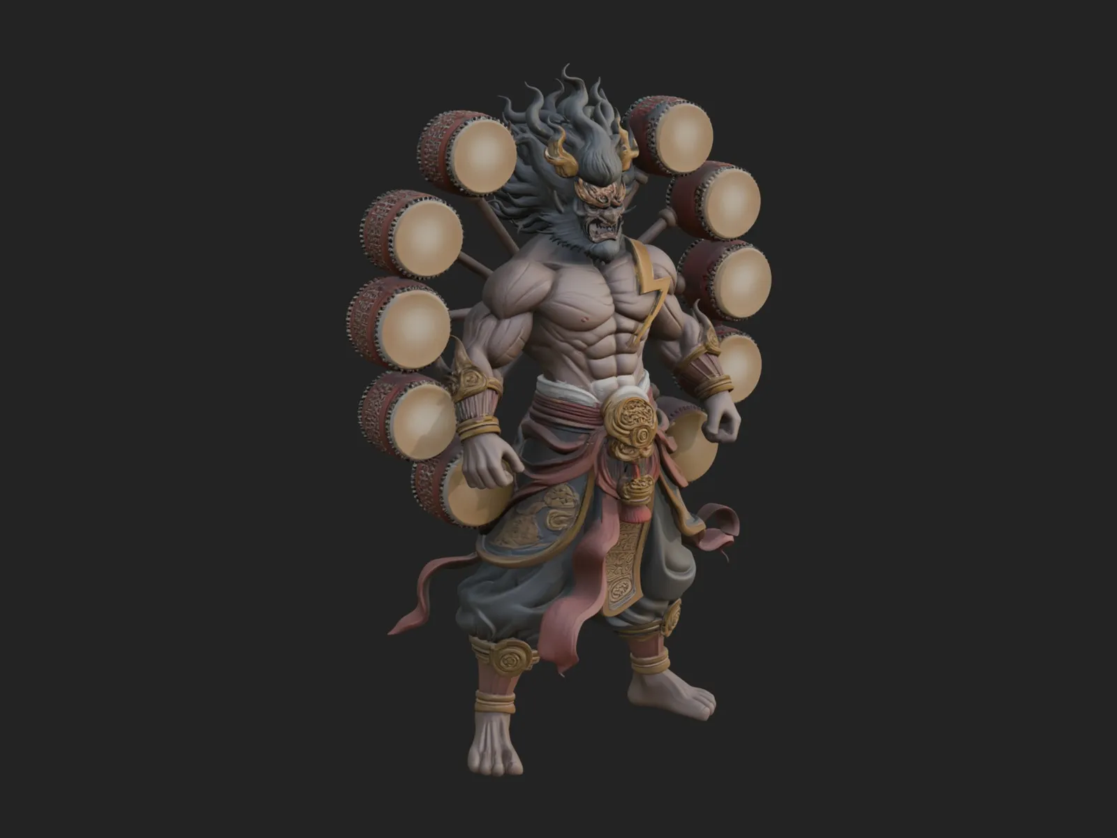 Thunder Drum God Statue Design 2 - 3D Print Model 3D Print Model .c4d .max .obj .3ds .fbx .stl .blend 