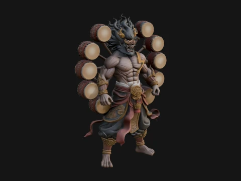 Thunder Drum God Statue Design 2 - 3D Print Model 3D Print Model