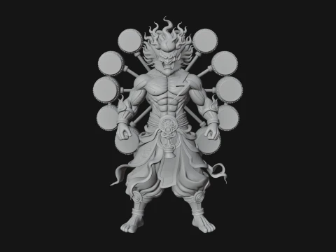 Thunder Drum God Statue Design 2 - 3D Print Model 3D Print Model