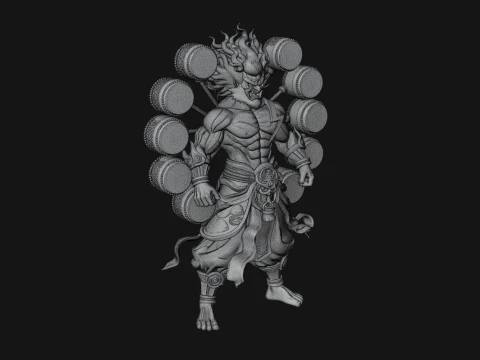 Thunder Drum God Statue Design 2 - 3D Print Model 3D Print Model