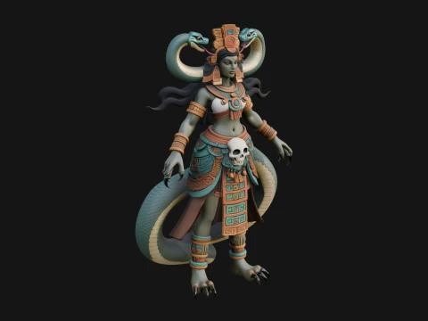 Aztec Serpent Goddess Statue Design 3 - 3D Print Model 3D Print Model