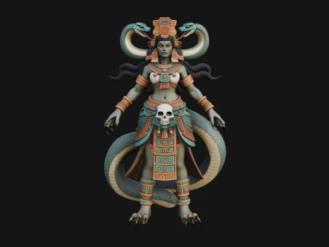 Aztec Serpent Goddess Statue Design 3 - 3D Print Model 3D Print Model