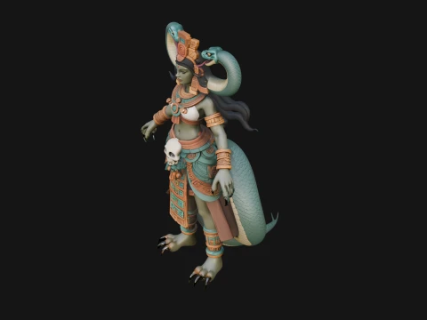 Aztec Serpent Goddess Statue Design 3 - 3D Print Model 3D Print Model